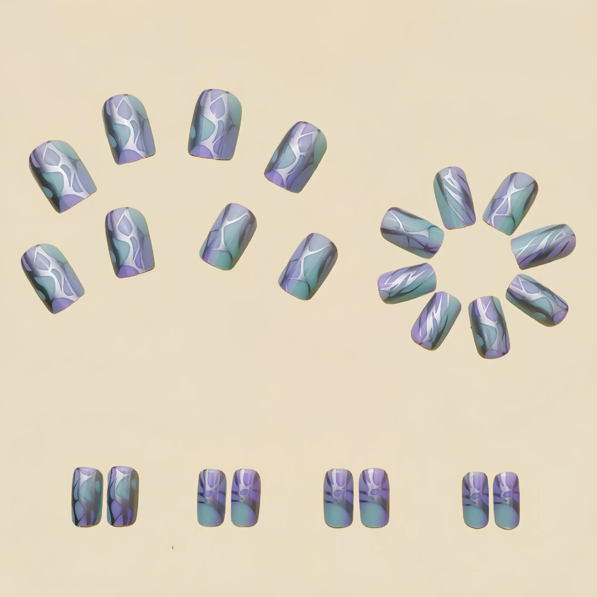 24pcs/set short Medium quare Glossy Ballerina Fake Nails jellyfish blue sea wave flowers geometric design press on false nails Jellyfish Ballerina Press On Nails – 24pcs/set short Medium quare Glossy Ballerina Fake Nails jellyfish blue sea wave flowers geometric design press on false nails