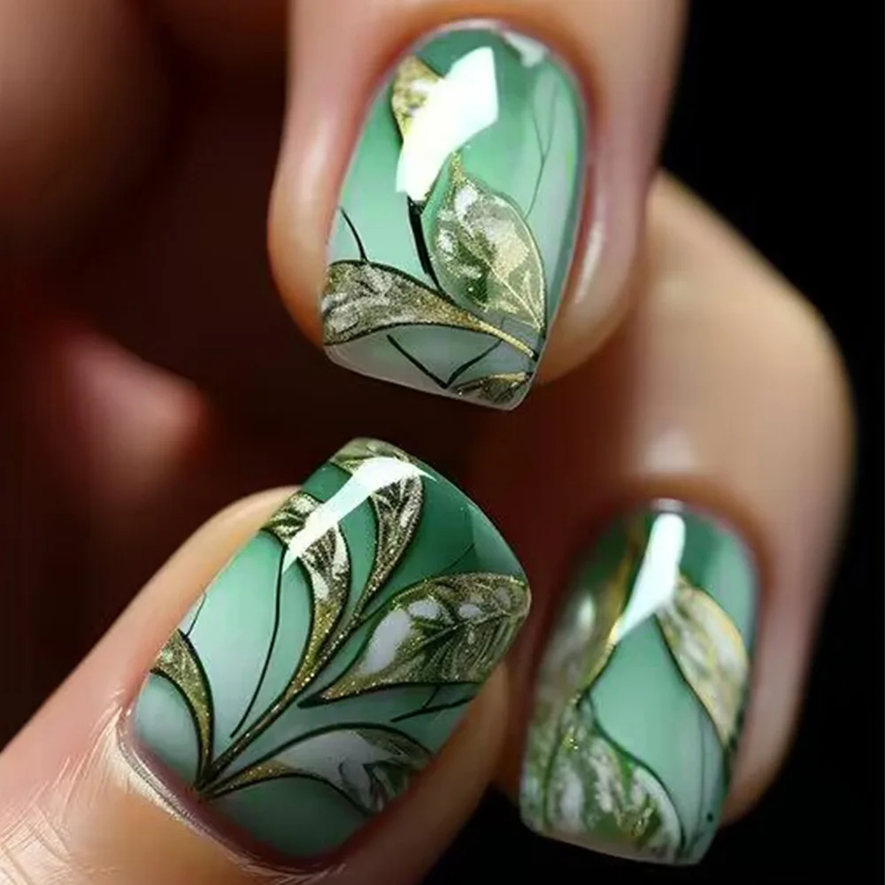 24pcs/set short Medium quare Glossy Ballerina Fake Nails jellyfish blue sea wave flowers geometric design press on false nails Jellyfish Ballerina Press On Nails – 24pcs/set short Medium quare Glossy Ballerina Fake Nails jellyfish blue sea wave flowers geometric design press on false nails