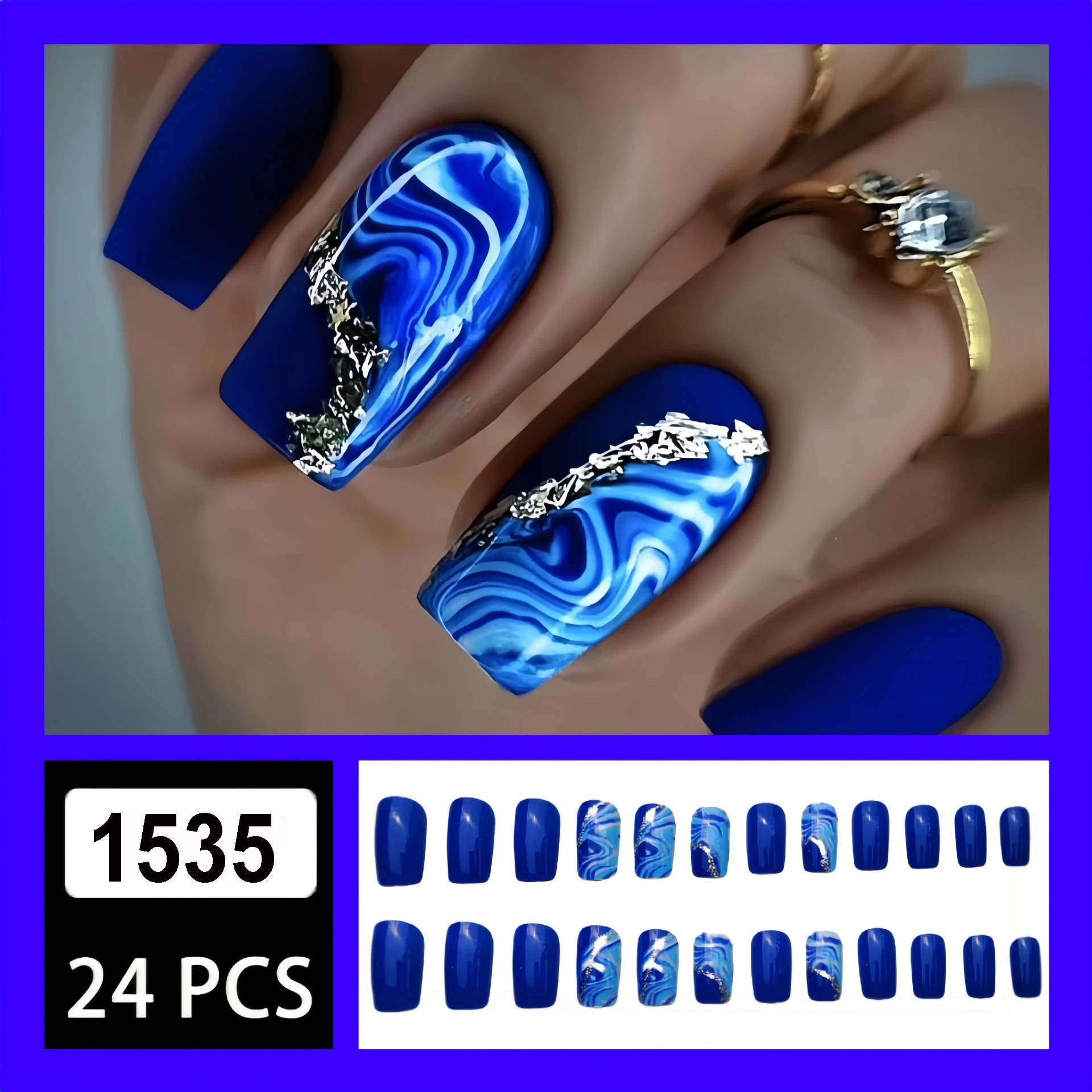 24pcs/set short Medium quare Glossy Ballerina Fake Nails jellyfish blue sea wave flowers geometric design press on false nails Jellyfish Ballerina Press On Nails – 24pcs/set short Medium quare Glossy Ballerina Fake Nails jellyfish blue sea wave flowers geometric design press on false nails