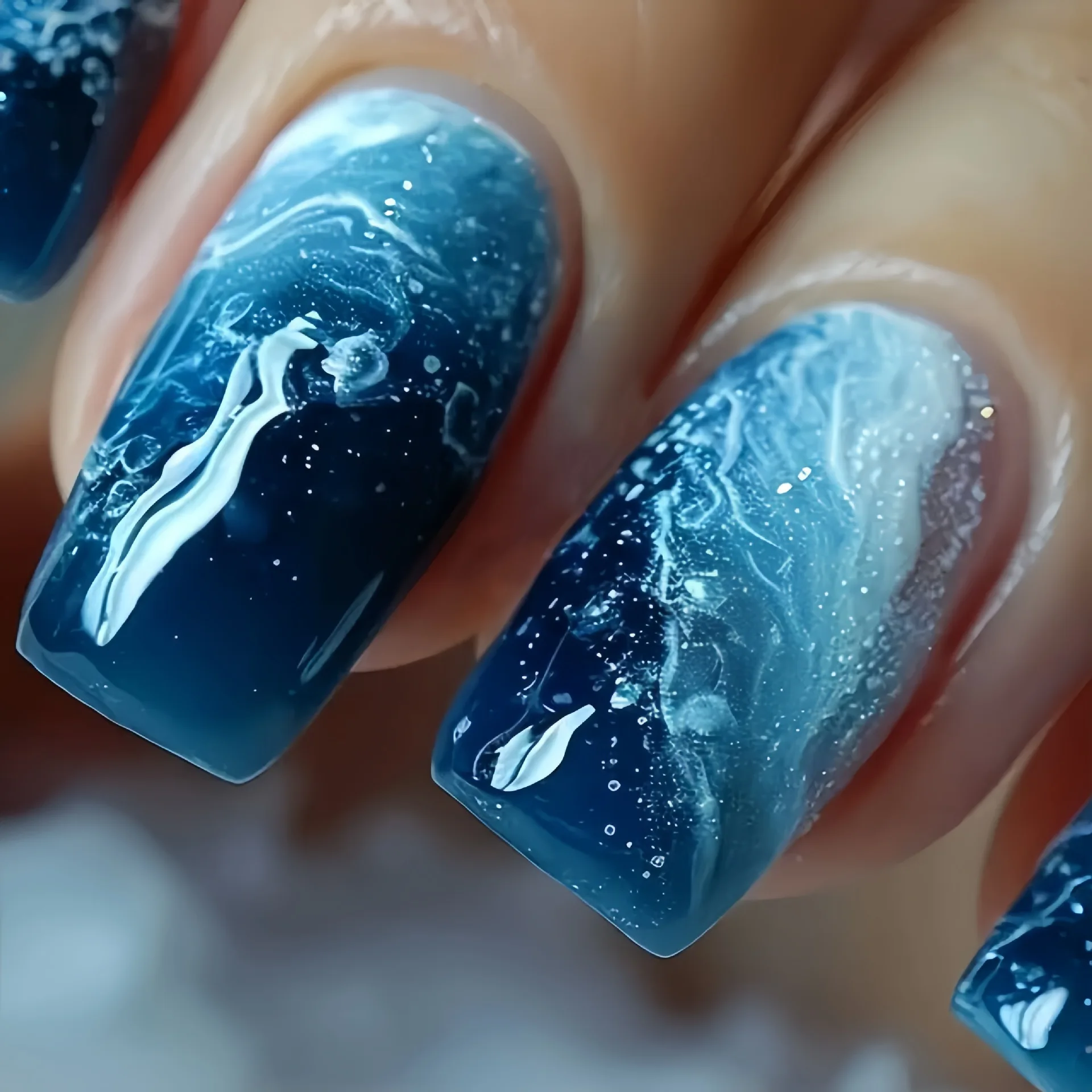 24pcs/set short Medium quare Glossy Ballerina Fake Nails jellyfish blue sea wave flowers geometric design press on false nails Jellyfish Ballerina Press On Nails – 24pcs/set short Medium quare Glossy Ballerina Fake Nails jellyfish blue sea wave flowers geometric design press on false nails