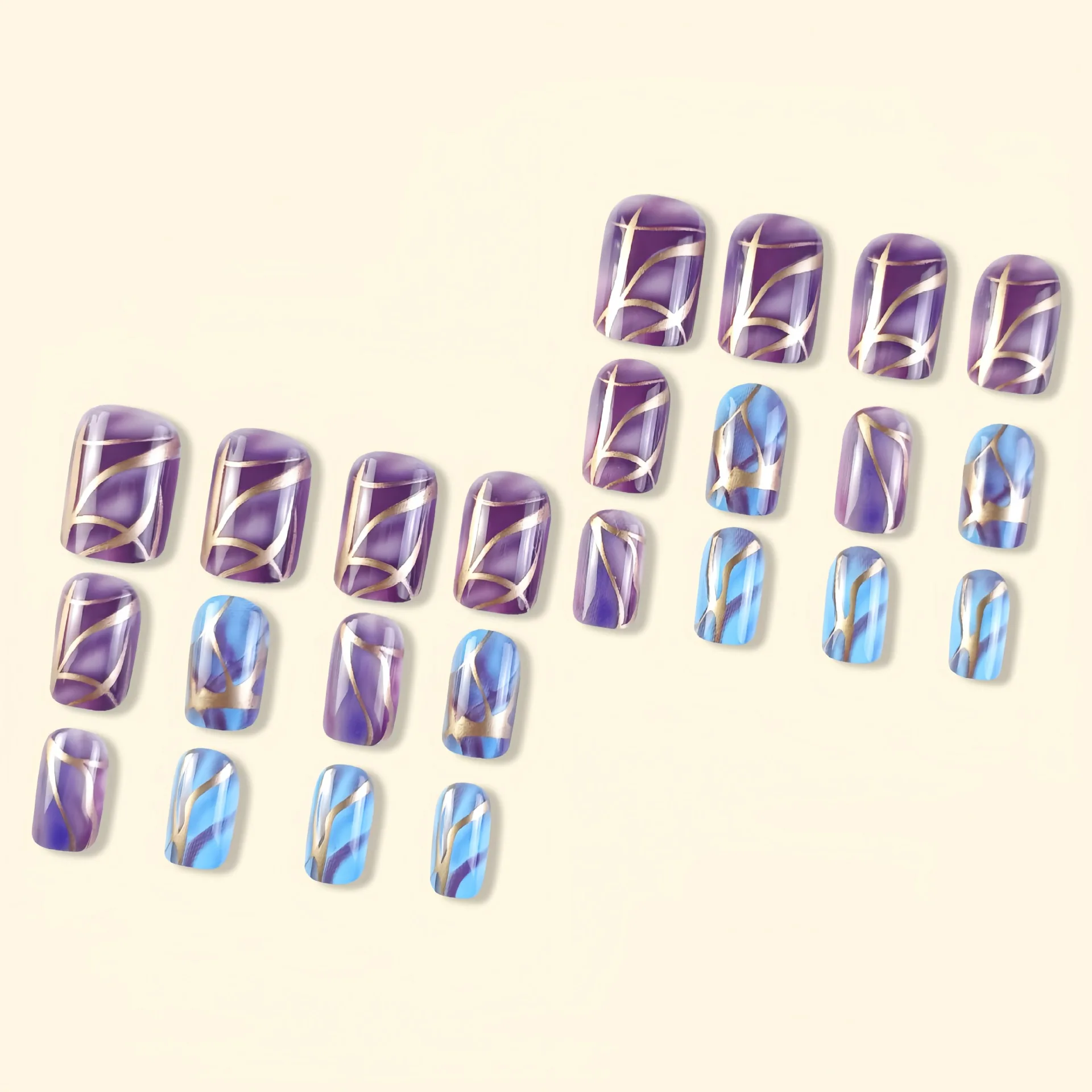 24pcs/set short Medium quare Glossy Ballerina Fake Nails jellyfish blue sea wave flowers geometric design press on false nails Jellyfish Ballerina Press On Nails – 24pcs/set short Medium quare Glossy Ballerina Fake Nails jellyfish blue sea wave flowers geometric design press on false nails