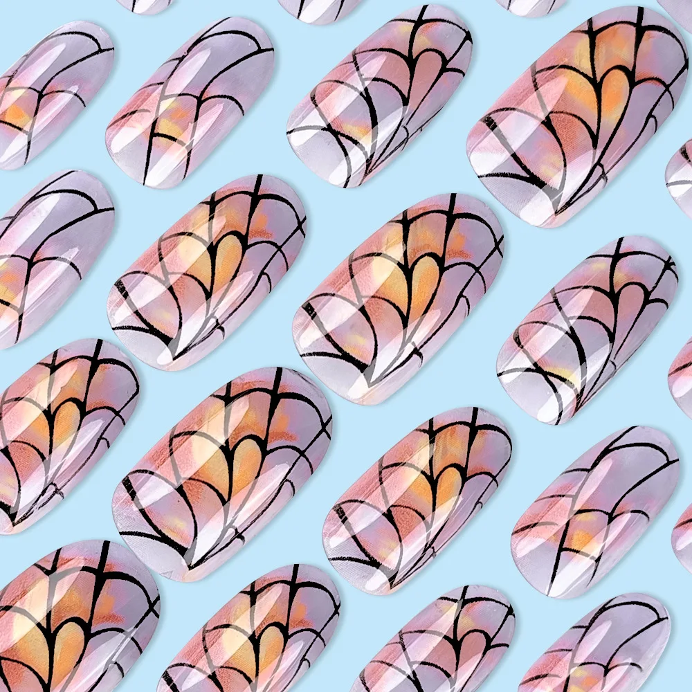 24pcs/set short Medium quare Glossy Ballerina Fake Nails jellyfish blue sea wave flowers geometric design press on false nails Jellyfish Ballerina Press On Nails – 24pcs/set short Medium quare Glossy Ballerina Fake Nails jellyfish blue sea wave flowers geometric design press on false nails