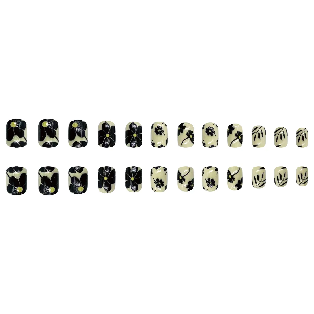 24pcs/set short square fake nails for women girls faux ongles fashion glitter geometric flowers design press on false nail kit Short Square Glam Nails – 24pcs/set short square fake nails for women girls faux ongles fashion glitter geometric flowers design press on false nail kit