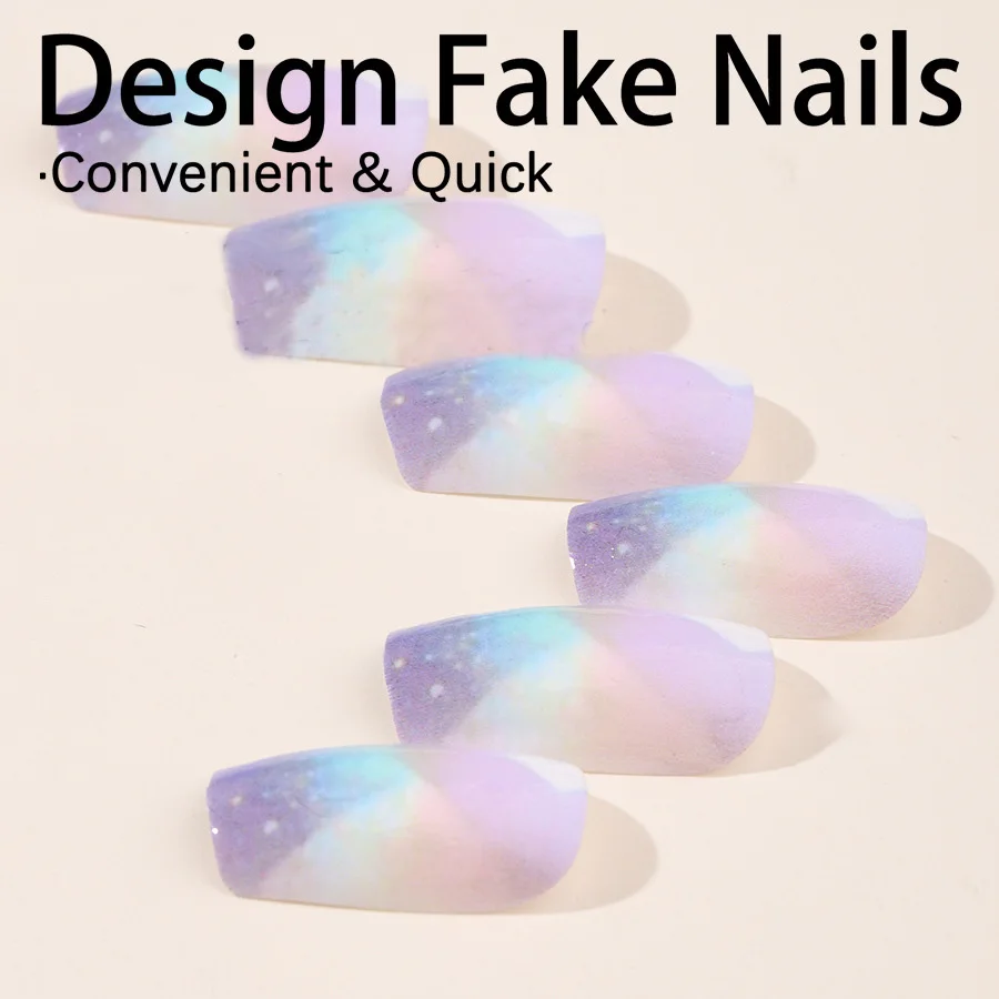 24pcs/set short square fake nails for women girls faux ongles fashion glitter geometric flowers design press on false nail kit Short Square Glam Nails – 24pcs/set short square fake nails for women girls faux ongles fashion glitter geometric flowers design press on false nail kit