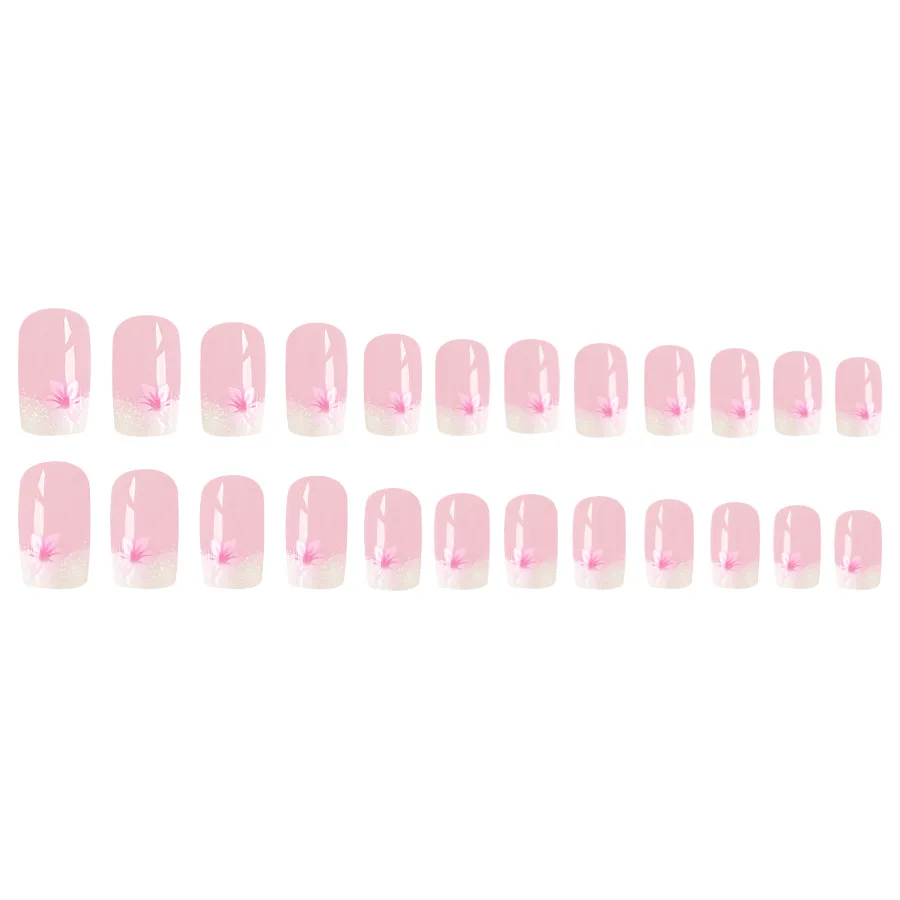 24pcs/set short square fake nails for women girls faux ongles fashion glitter geometric flowers design press on false nail kit Short Square Glam Nails – 24pcs/set short square fake nails for women girls faux ongles fashion glitter geometric flowers design press on false nail kit
