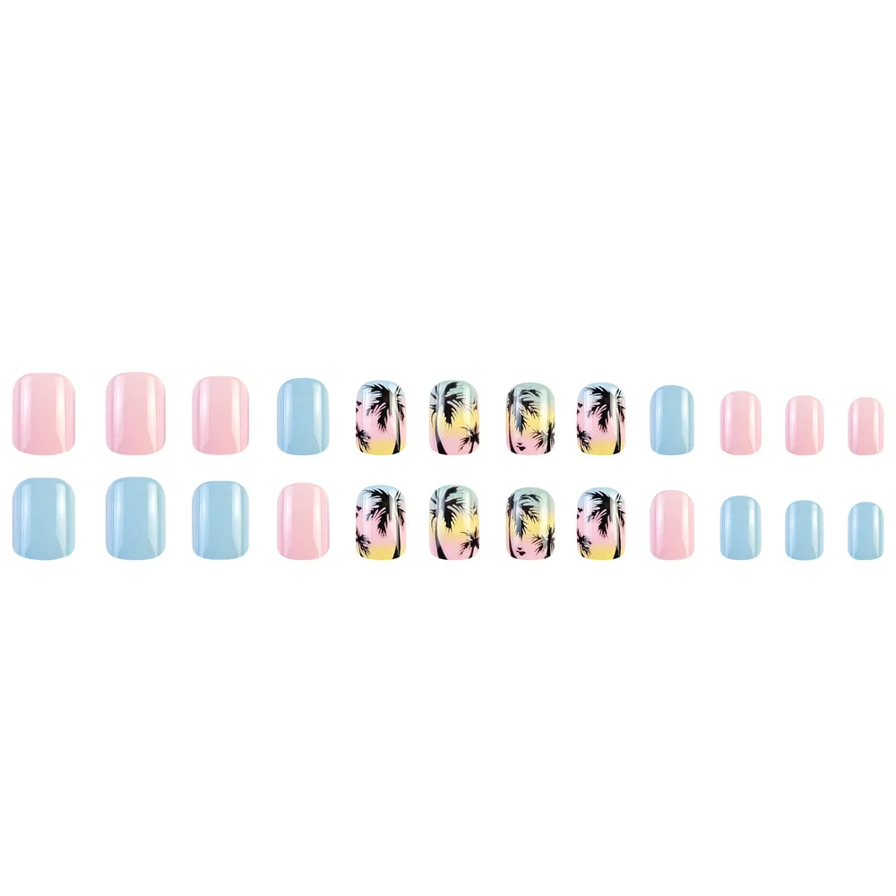 24pcs/set short square fake nails for women girls faux ongles fashion glitter geometric flowers design press on false nail kit Short Square Glam Nails – 24pcs/set short square fake nails for women girls faux ongles fashion glitter geometric flowers design press on false nail kit