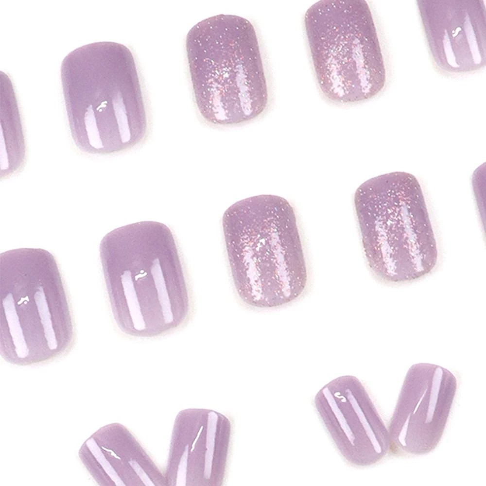 24pcs/set short square fake nails for women girls faux ongles fashion glitter geometric flowers design press on false nail kit Short Square Glam Nails – 24pcs/set short square fake nails for women girls faux ongles fashion glitter geometric flowers design press on false nail kit