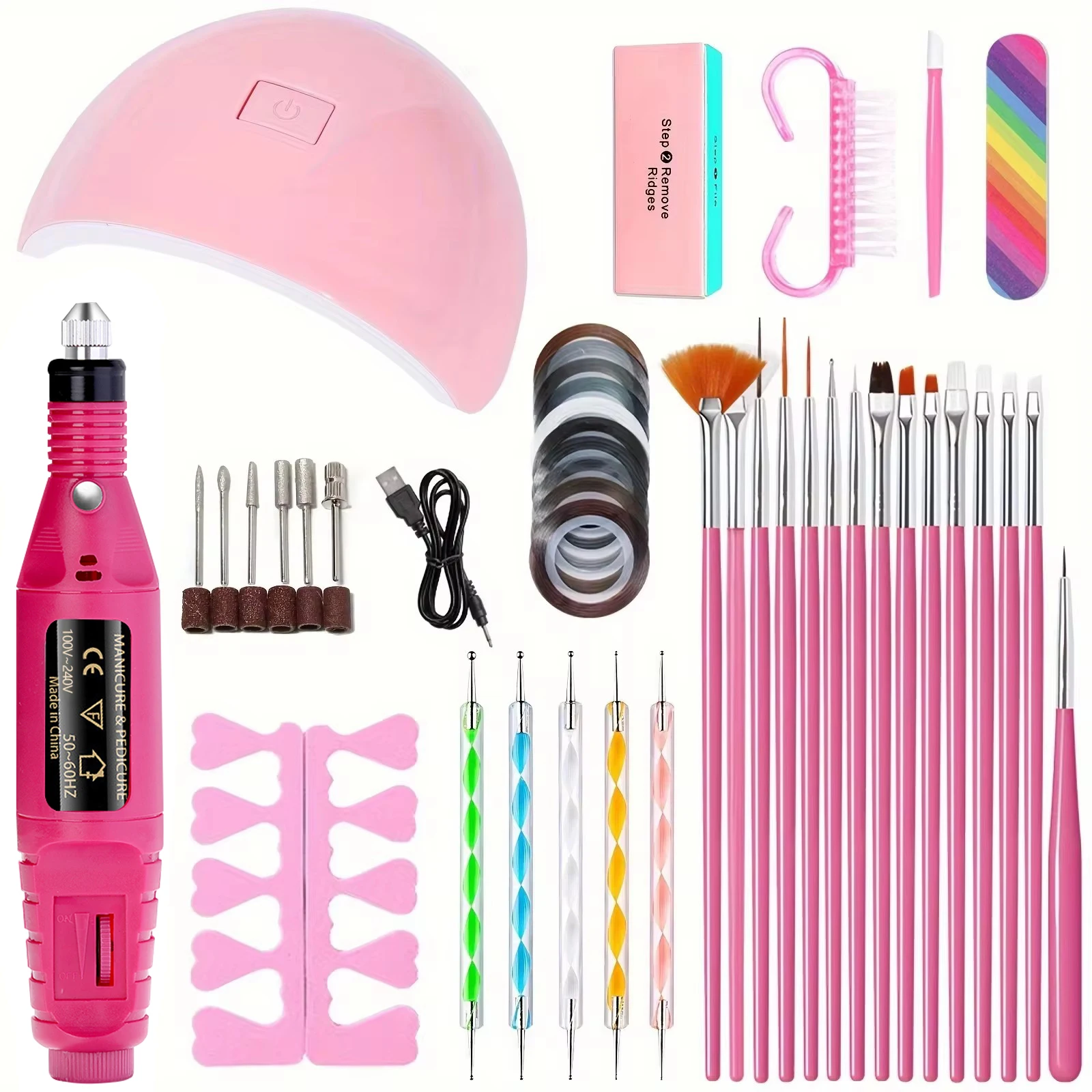 LINMANDA Professional USB Electric Nail Drill Polish File Kit with UV LED Nail Lamp Gel Manicure Dryer Lamp Acrylic Starter Set LINMANDA Professional USB Electric Nail Drill Polish File Kit with UV LED Nail Lamp Gel Manicure Dryer Lamp Acrylic Starter Set