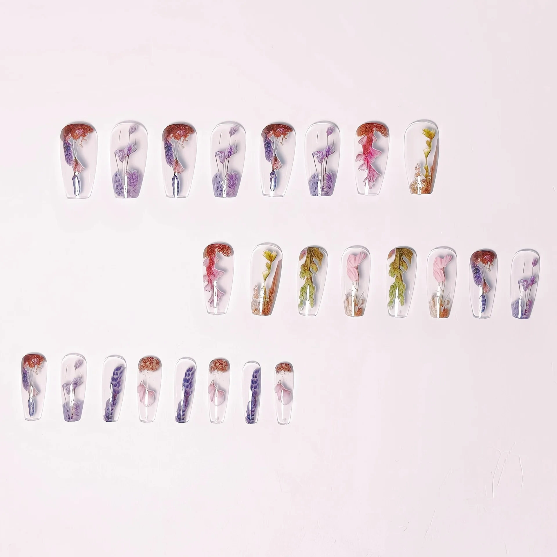 24pcs/set Medium long fake nails for women girls gradient Blue Ocean fish water plans jellyfish flowers press on false nail art Gradient Blue Ocean Press On Nails – 24pcs/set Medium long fake nails for women girls gradient Blue Ocean fish water plans jellyfish flowers press on false nail art