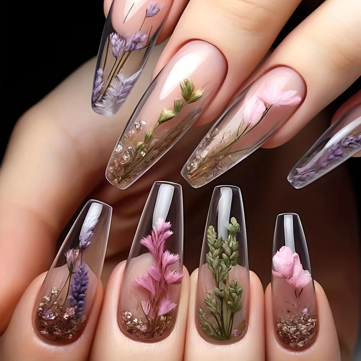 24pcs/set Medium long fake nails for women girls gradient Blue Ocean fish water plans jellyfish flowers press on false nail art Gradient Blue Ocean Press On Nails – 24pcs/set Medium long fake nails for women girls gradient Blue Ocean fish water plans jellyfish flowers press on false nail art
