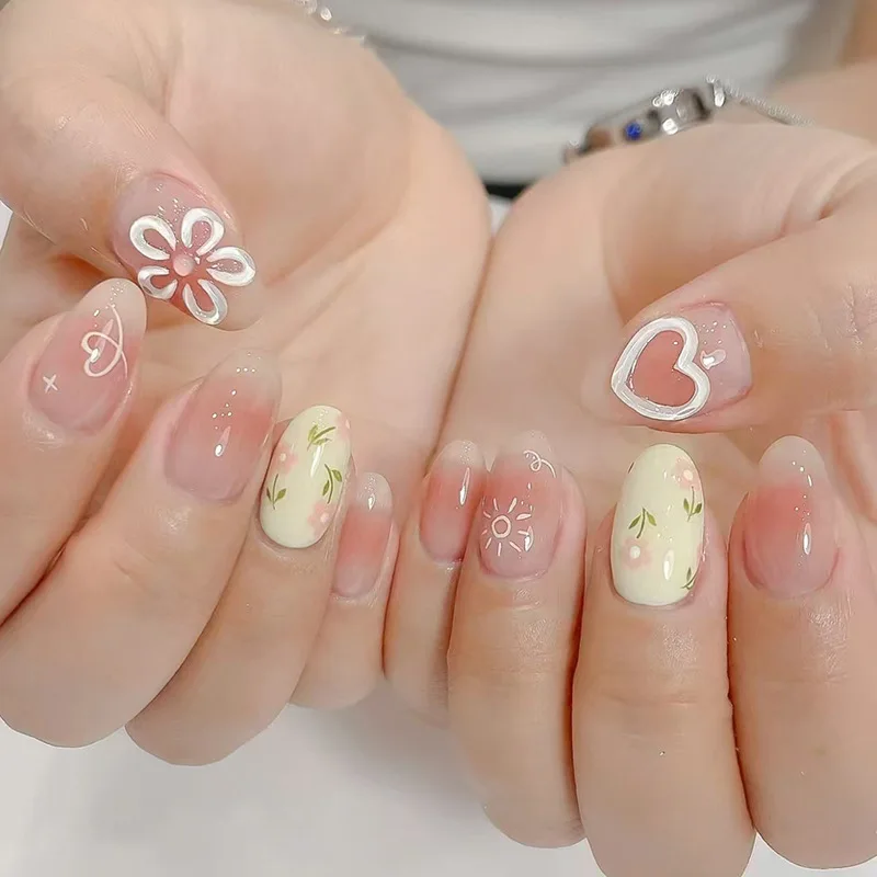 24pcs/set Medium long fake nails for Summer Autumn Winter gradient purple blue starry sky sunset flower y2k press on false nails 24pcs/set Medium long fake nails for Summer Autumn Winter gradient purple blue starry sky sunset flower y2k press on false nails