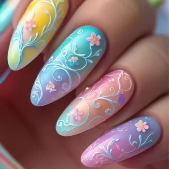 Gradient Purple Blue Starry Sky Press On Nails – 24 Medium-Long Ombre Flower Y2K Tips 4 96260 clzi2j