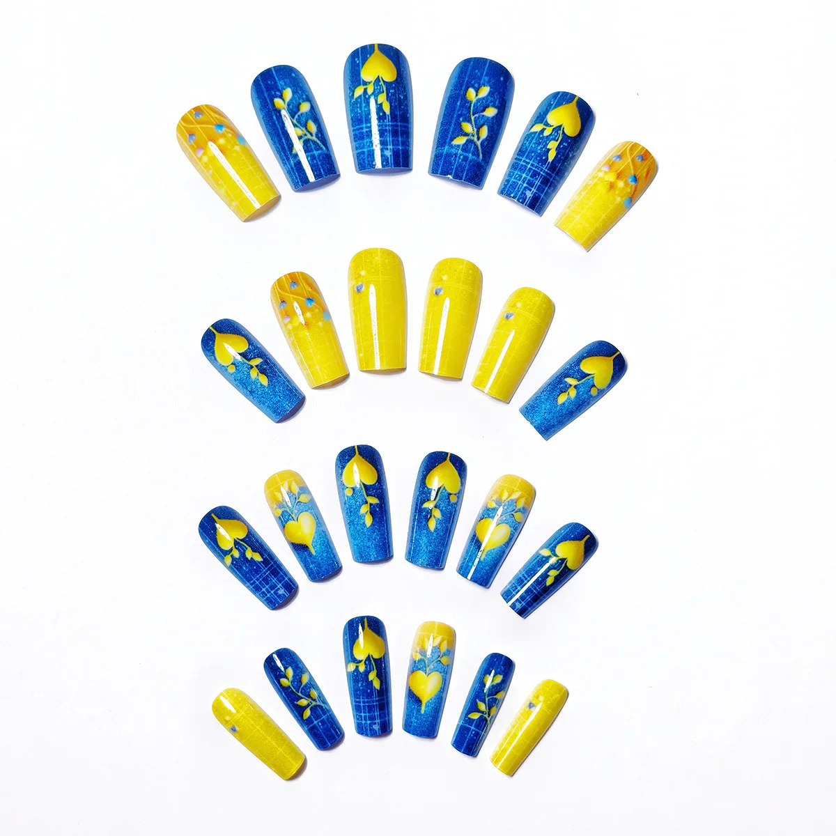 24pcs/set Medium long fake nails for Summer Autumn Winter gradient purple blue starry sky sunset flower y2k press on false nails 24pcs/set Medium long fake nails for Summer Autumn Winter gradient purple blue starry sky sunset flower y2k press on false nails