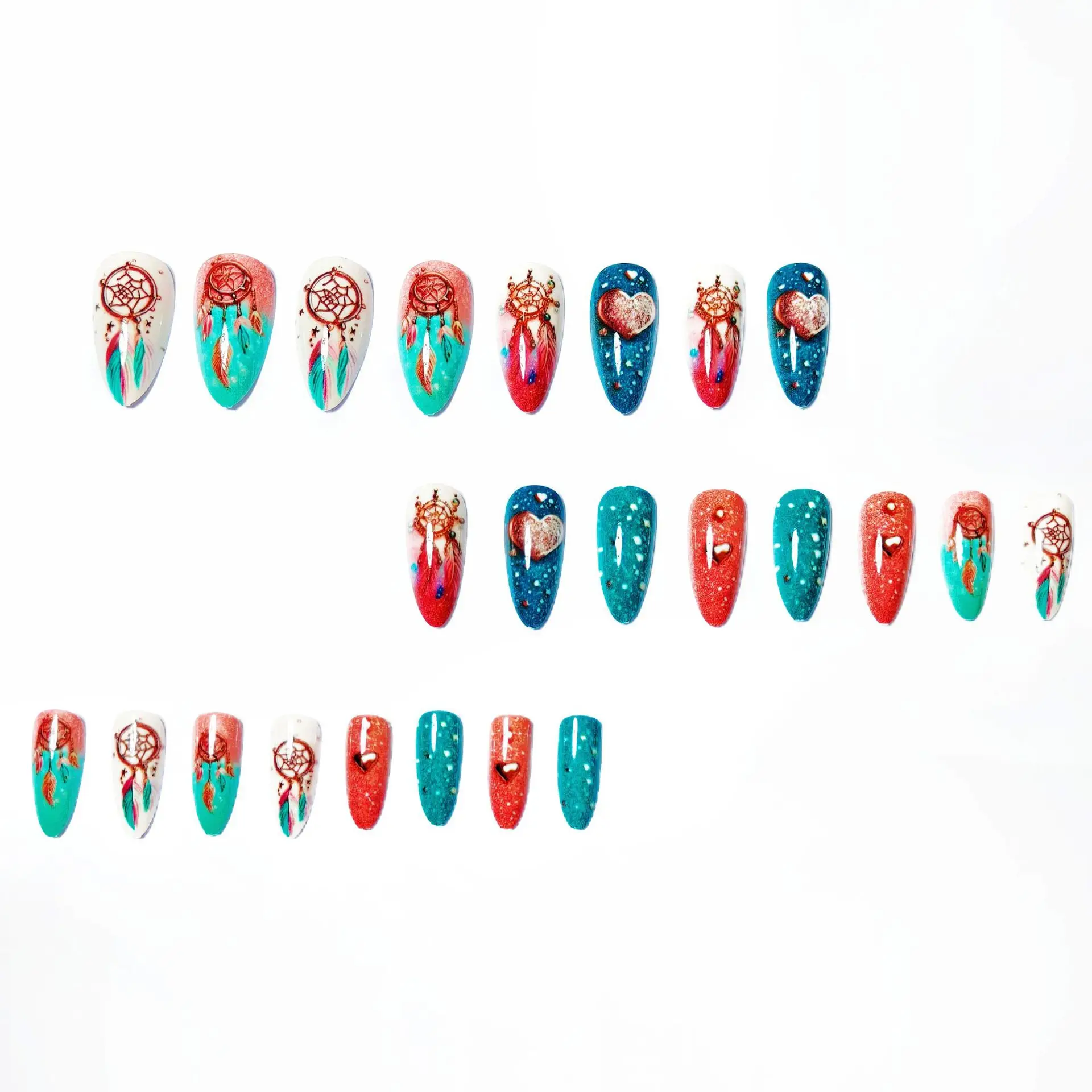 24pcs/set Medium long fake nails for Summer Autumn Winter gradient purple blue starry sky sunset flower y2k press on false nails 24pcs/set Medium long fake nails for Summer Autumn Winter gradient purple blue starry sky sunset flower y2k press on false nails