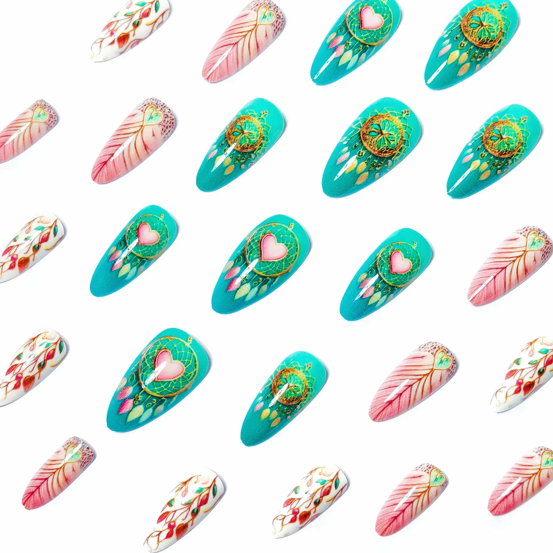 24pcs/set Medium long fake nails for Summer Autumn Winter gradient purple blue starry sky sunset flower y2k press on false nails 24pcs/set Medium long fake nails for Summer Autumn Winter gradient purple blue starry sky sunset flower y2k press on false nails