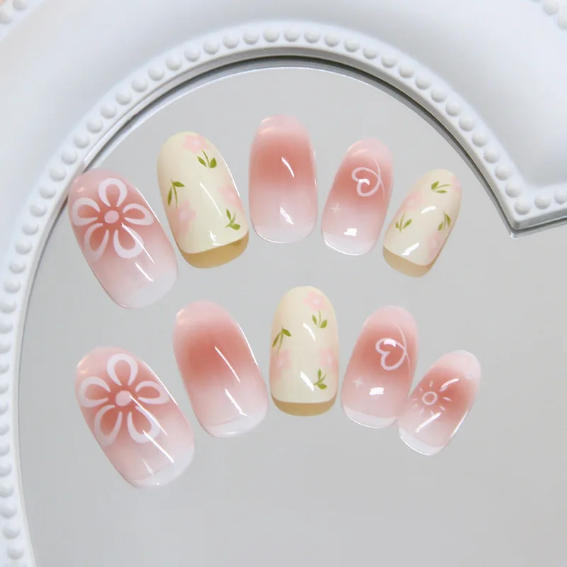 24pcs/set Medium long fake nails for Summer Autumn Winter gradient purple blue starry sky sunset flower y2k press on false nails 24pcs/set Medium long fake nails for Summer Autumn Winter gradient purple blue starry sky sunset flower y2k press on false nails