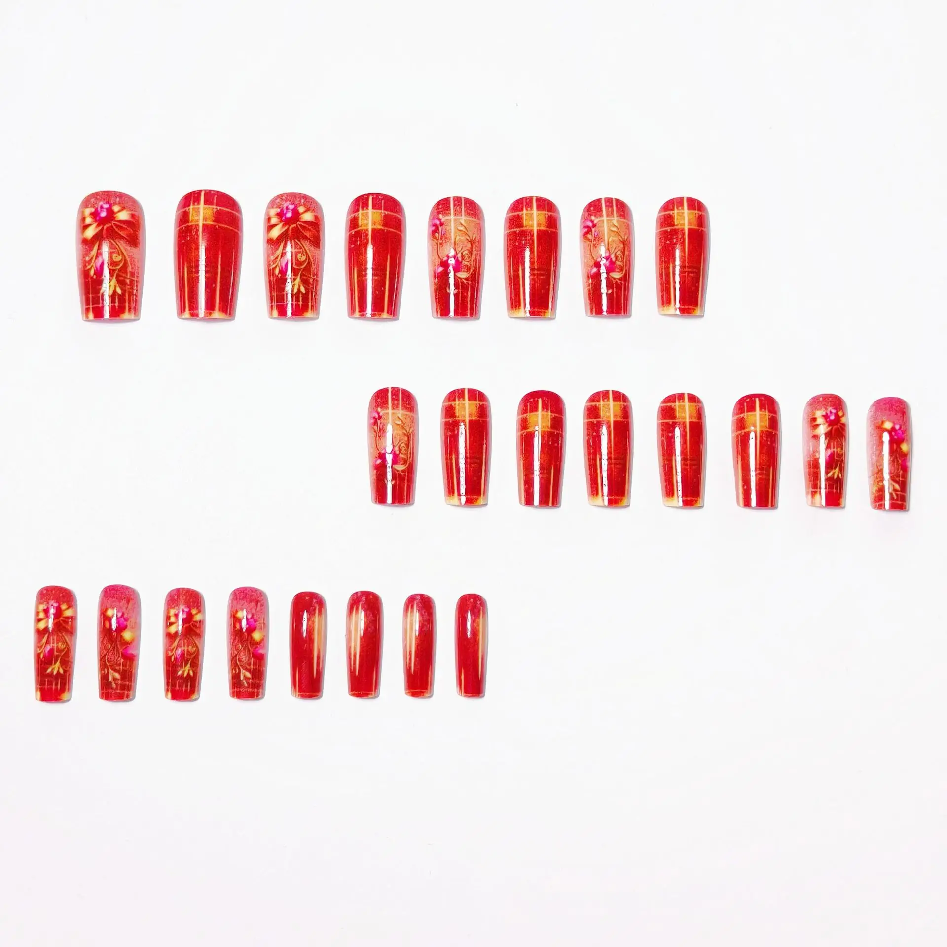 24pcs/set Medium long fake nails for Summer Autumn Winter gradient purple blue starry sky sunset flower y2k press on false nails 24pcs/set Medium long fake nails for Summer Autumn Winter gradient purple blue starry sky sunset flower y2k press on false nails