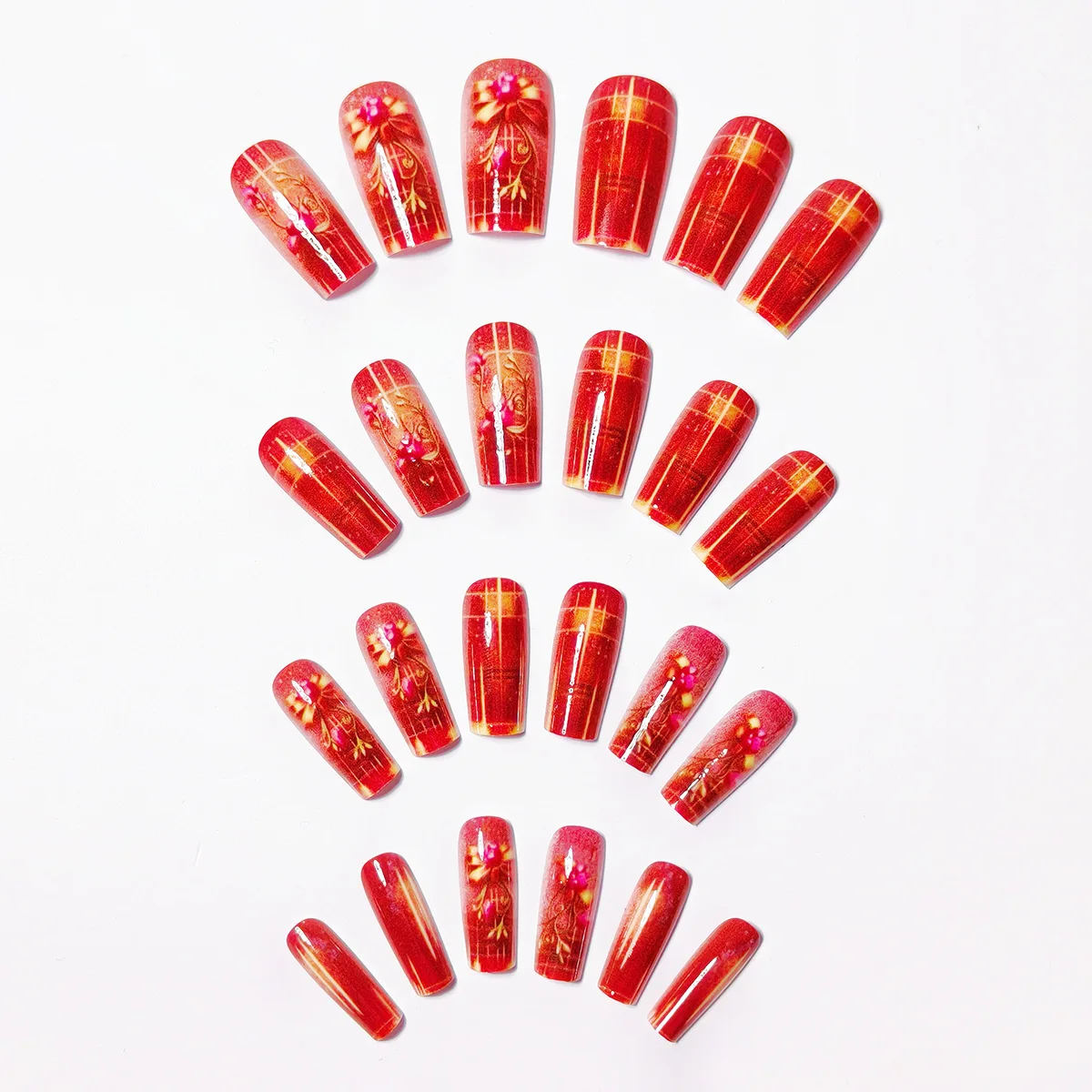24pcs/set Medium long fake nails for Summer Autumn Winter gradient purple blue starry sky sunset flower y2k press on false nails 24pcs/set Medium long fake nails for Summer Autumn Winter gradient purple blue starry sky sunset flower y2k press on false nails