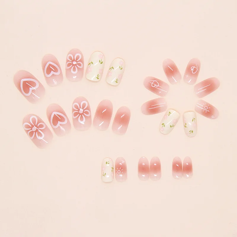 24pcs/set Medium long fake nails for Summer Autumn Winter gradient purple blue starry sky sunset flower y2k press on false nails 24pcs/set Medium long fake nails for Summer Autumn Winter gradient purple blue starry sky sunset flower y2k press on false nails