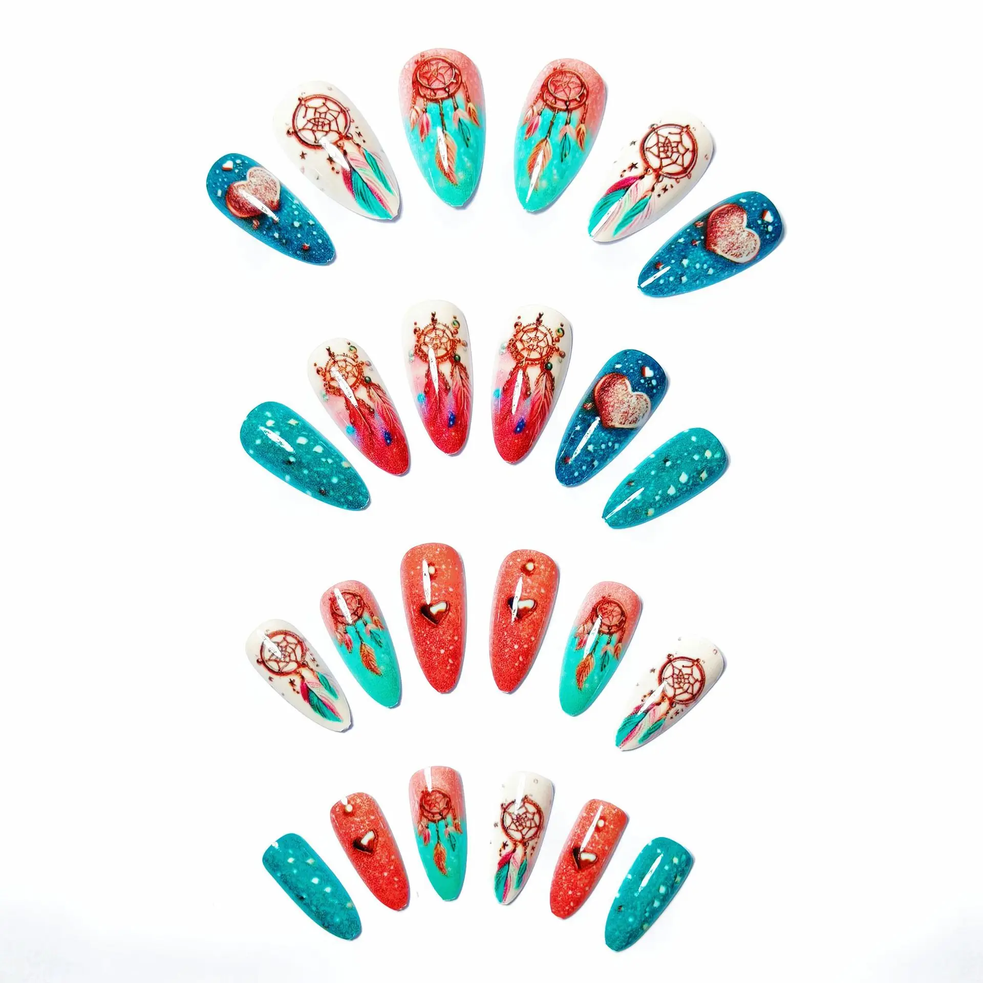 24pcs/set Medium long fake nails for Summer Autumn Winter gradient purple blue starry sky sunset flower y2k press on false nails 24pcs/set Medium long fake nails for Summer Autumn Winter gradient purple blue starry sky sunset flower y2k press on false nails