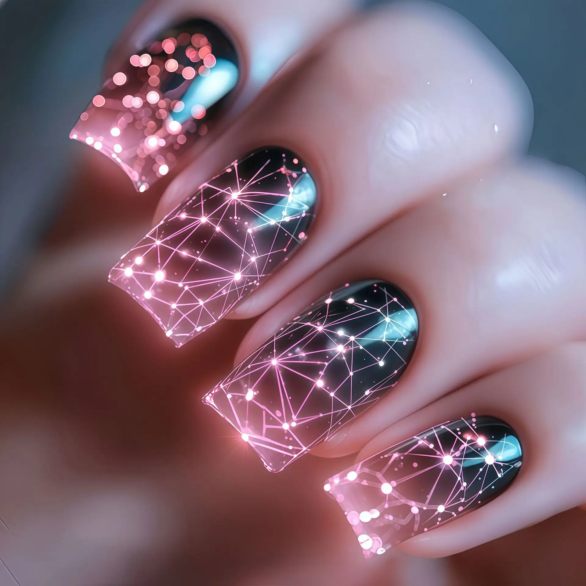 24pcs Romantic Sky Press on Nail Pink Purple Gradient Starry Sky False Nails Wearable European Square Head Fake Nails for Women 24pcs Romantic Sky Press on Nail Pink Purple Gradient Starry Sky False Nails Wearable European Square Head Fake Nails for Women