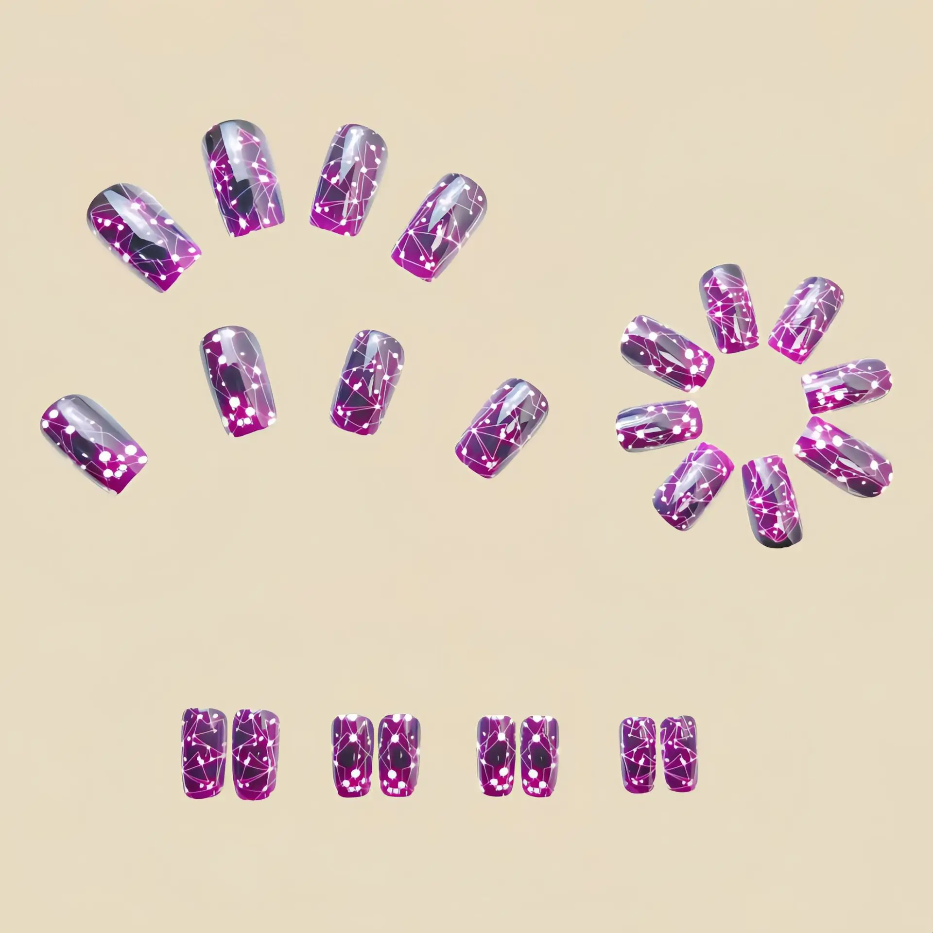 24pcs Romantic Sky Press on Nail Pink Purple Gradient Starry Sky False Nails Wearable European Square Head Fake Nails for Women 24pcs Romantic Sky Press on Nail Pink Purple Gradient Starry Sky False Nails Wearable European Square Head Fake Nails for Women