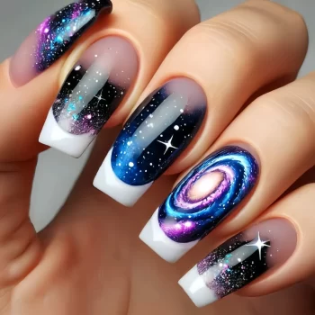 Romantic Sky Press On Nails – 24-Piece Pink Purple Gradient Starry Sky Almonds 4 96606 ulmnri