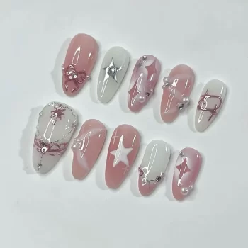 Green Almond Press On Nails – 24-Piece Glossy Floral Summer Press-Ons 3 96617 ydlc3j