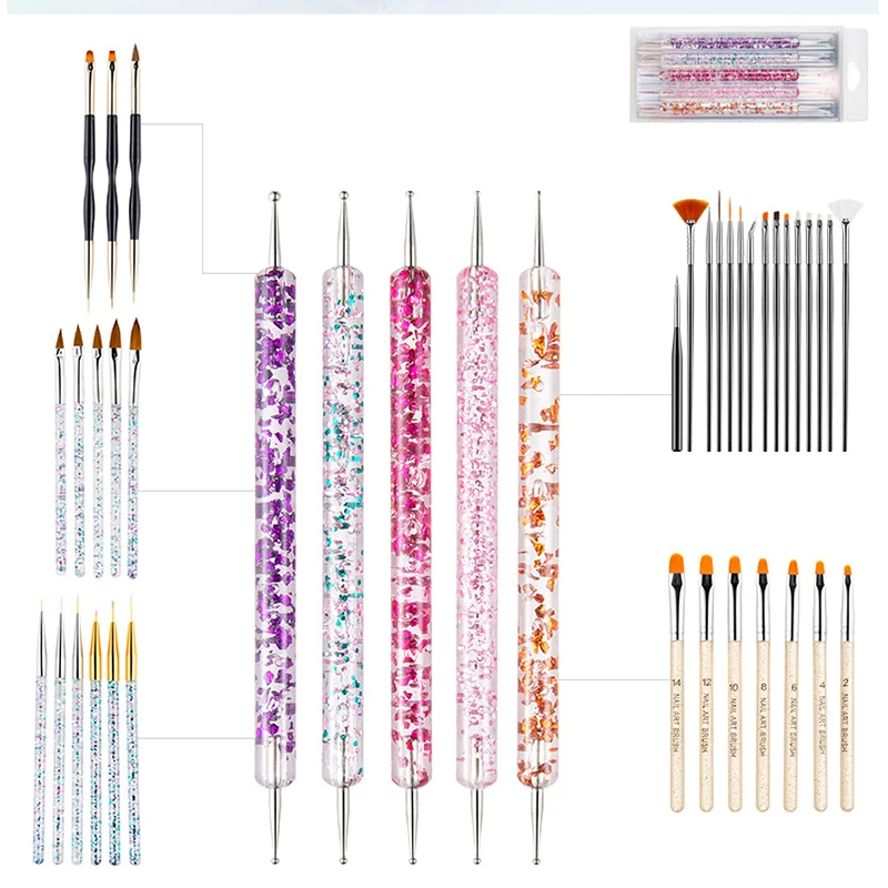 Nail Art Brush Set, Colorful Light Therapy Pen, Dual Tip Drill Pen, Nail Art Tools Pen, Precision Made Nail Art Brush Set, Colorful Light Therapy Pen, Dual Tip Drill Pen, Nail Art Tools Pen, Precision Made