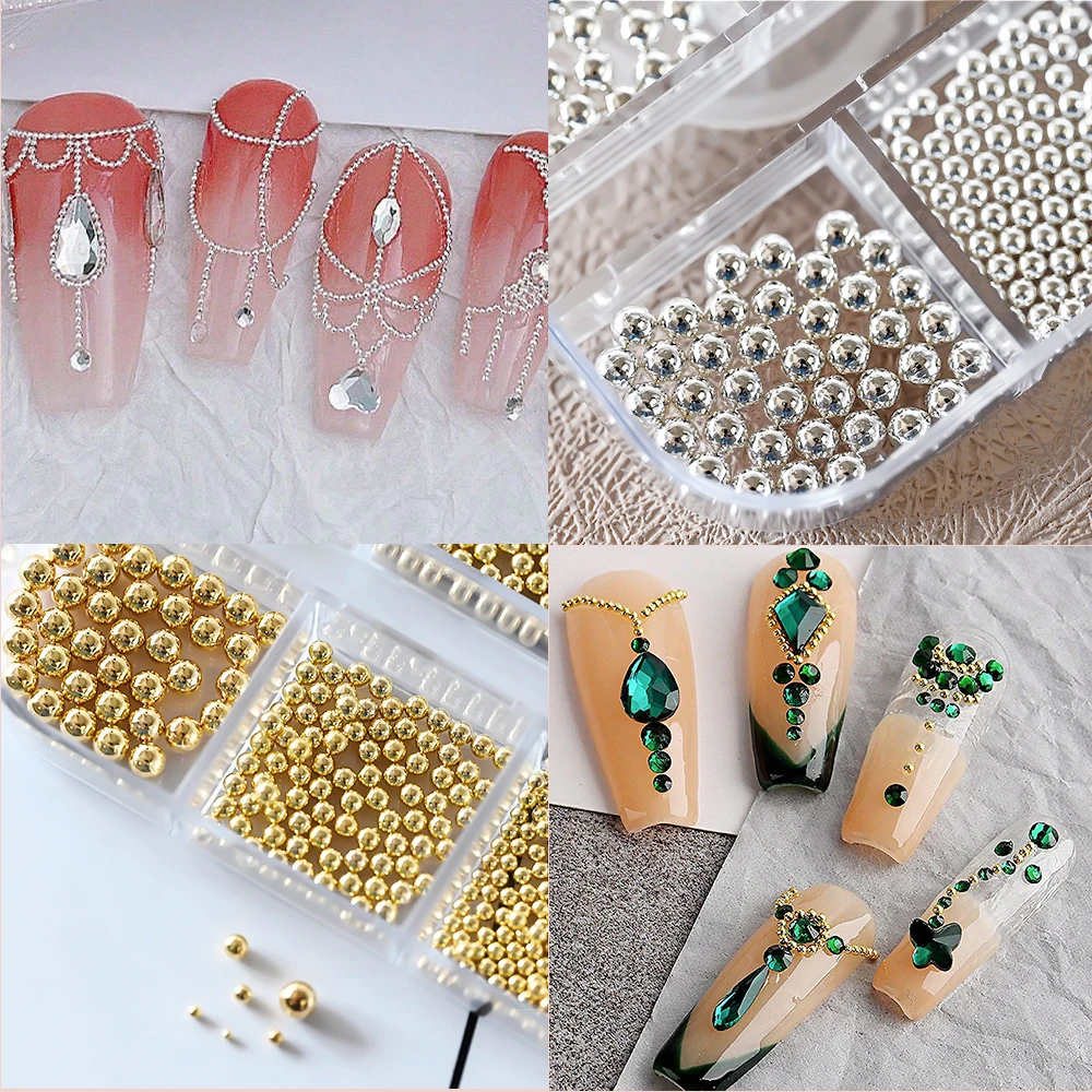 12Grids Mini Caviar Beads Nail Art Decorations Metal Gold/Silver Micro Ball Nail Charms Magnetic Pen 0.5~3mm Ball Nail Jewelry 12Grids Mini Caviar Beads Nail Art Decorations Metal Gold/Silver Micro Ball Nail Charms Magnetic Pen 0.5~3mm Ball Nail Jewelry