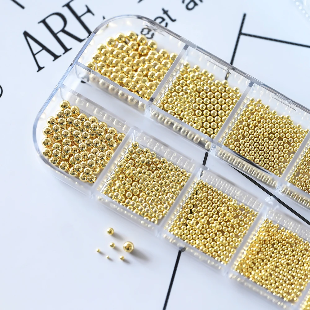12Grids Mini Caviar Beads Nail Art Decorations Metal Gold/Silver Micro Ball Nail Charms Magnetic Pen 0.5~3mm Ball Nail Jewelry 12Grids Mini Caviar Beads Nail Art Decorations Metal Gold/Silver Micro Ball Nail Charms Magnetic Pen 0.5~3mm Ball Nail Jewelry