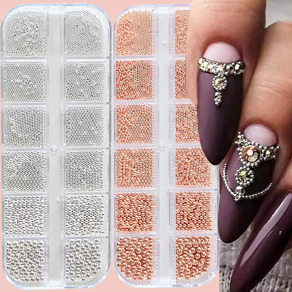 12Grids Mini Caviar Beads Nail Art Decorations Metal Gold/Silver Micro Ball Nail Charms Magnetic Pen 0.5~3mm Ball Nail Jewelry 12Grids Mini Caviar Beads Nail Art Decorations Metal Gold/Silver Micro Ball Nail Charms Magnetic Pen 0.5~3mm Ball Nail Jewelry
