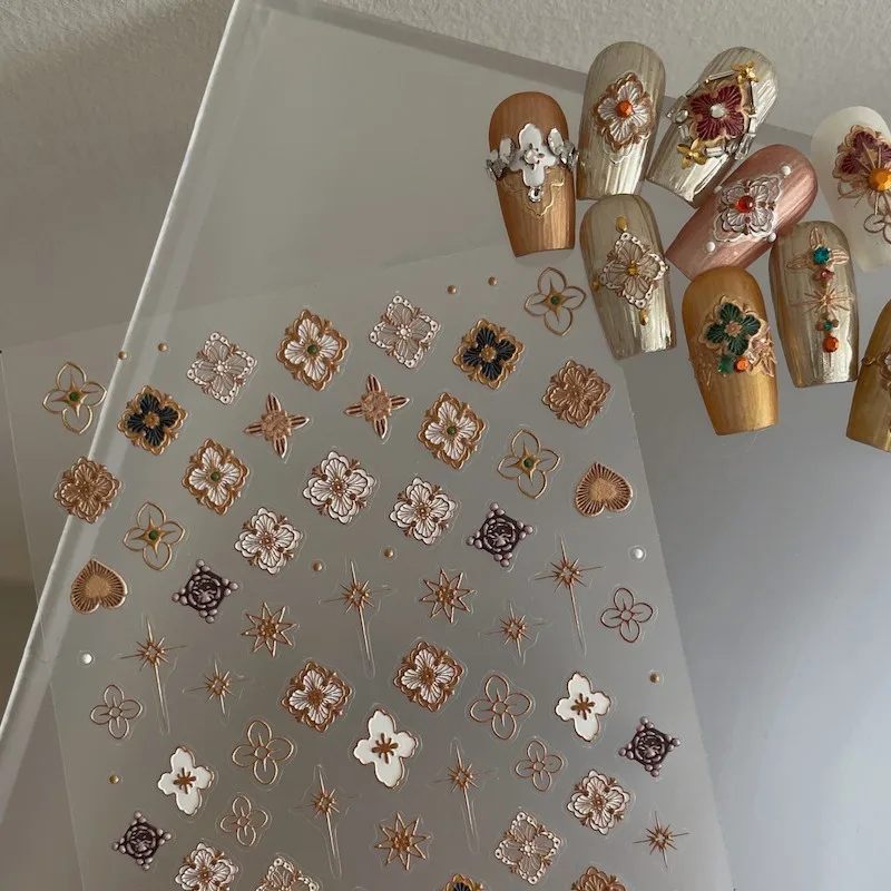 1Sheet Matte Bohemian Nail Sticker Decal Charm Mandala Flower Manicure Elegant Embroidery Boho Style Floral Nail Art Decoration* 1Sheet Matte Bohemian Nail Sticker Decal Charm Mandala Flower Manicure Elegant Embroidery Boho Style Floral Nail Art Decoration*
