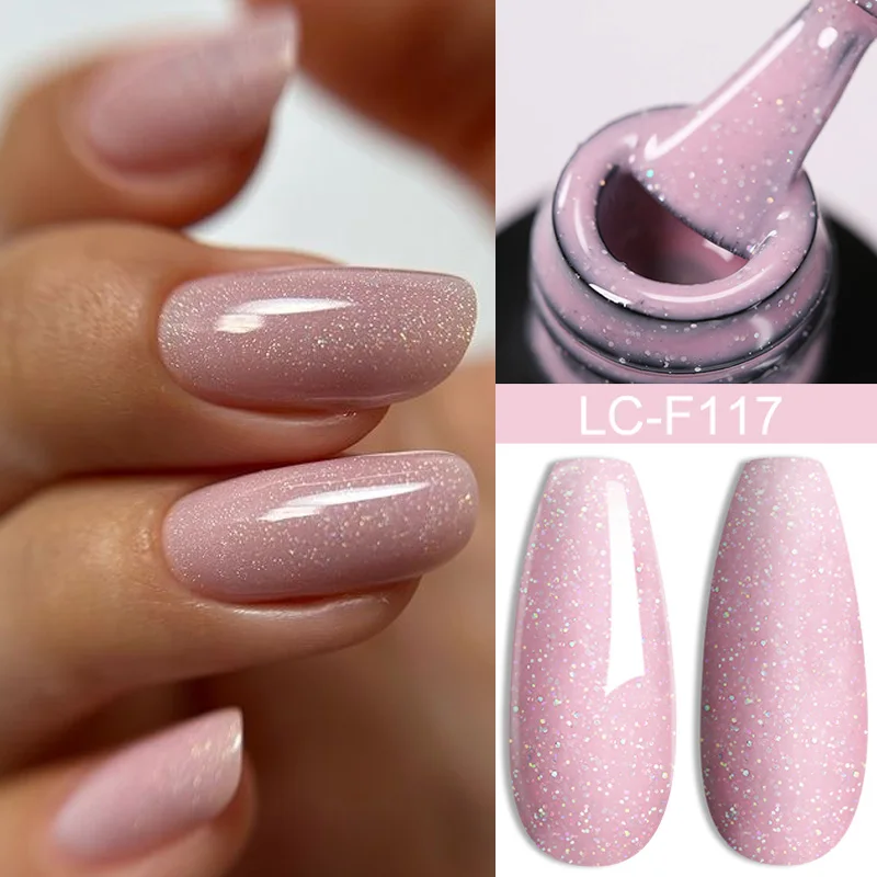 LILYCUTE 7ML Pink Glitter Nail Gel Polish Nude Natural Long Lasting Manicure Soak Off UV LED Nail Art Base Top Coat Gel Varnish LILYCUTE 7ML Pink Glitter Nail Gel Polish Nude Natural Long Lasting Manicure Soak Off UV LED Nail Art Base Top Coat Gel Varnish