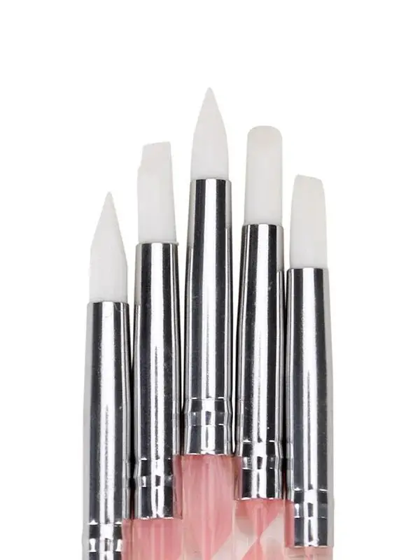 5Pcs 2 Way Nail Art Acrylic Silicone Point Flower Nail Pen Stainless Steel Dotting Tools Marbleizing Painting Pens Nail Art Dotting Tools - 5Pcs 2 Way Nail Art Acrylic Silicone Point Flower Nail Pen Stainless Steel Dotting Tools Marbleizing Painting Pens
