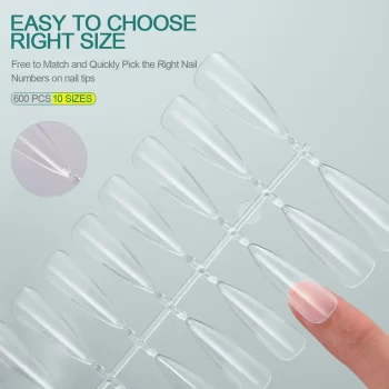 Nailpop 120pcs Acrylic Nail Tips – Short Almond, Coffin and Square Fake Capsule Extensions 1 100540 8sndxv