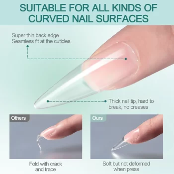 Nailpop 120pcs Acrylic Nail Tips – Short Almond, Coffin and Square Fake Capsule Extensions 3 100540 r1vuv9
